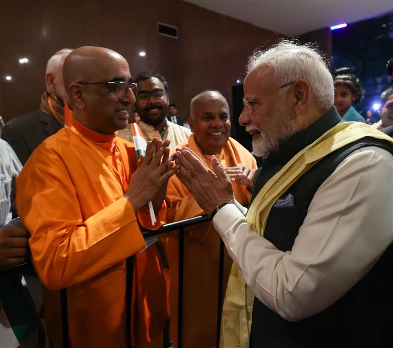 PM receives a rousing welcome by Indian community on his arrival at hotel, in Rio De Janeiro, Brazil on July 05, 2025.:Prime Minister's Office PM receives a rousing welcome by Indian community on his arrival at hotel, in Rio De Janeiro, Brazil on July 05, 2025.:Prime Minister