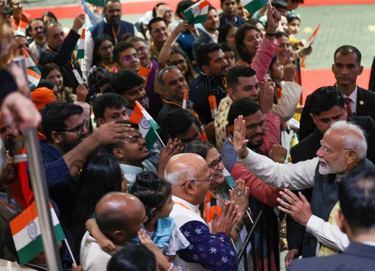 PM receives a rousing welcome by Indian community on his arrival at hotel, in Rio De Janeiro, Brazil on July 05, 2025.:Prime Minister's Office PM receives a rousing welcome by Indian community on his arrival at hotel, in Rio De Janeiro, Brazil on July 05, 2025.:Prime Minister