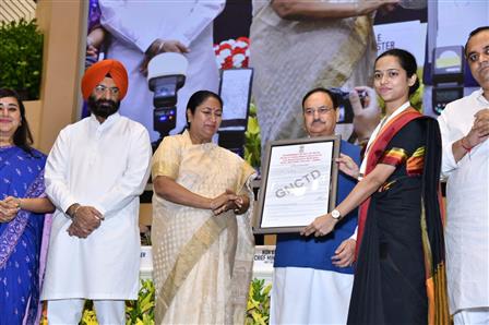 The Union Minister of Health and Family Welfare & Chemicals and Fertilizers, Shri Jagat Prakash Nadda distributed appointment letters to Delhi Nursing Officers and Paramedical staff and flagged off Ayushman Bharat Registration Vans in the presence of Smt. Rekha Gupta, the Chief Minister of Delhi and other dignitaries, in New Delhi on July 06, 2025.