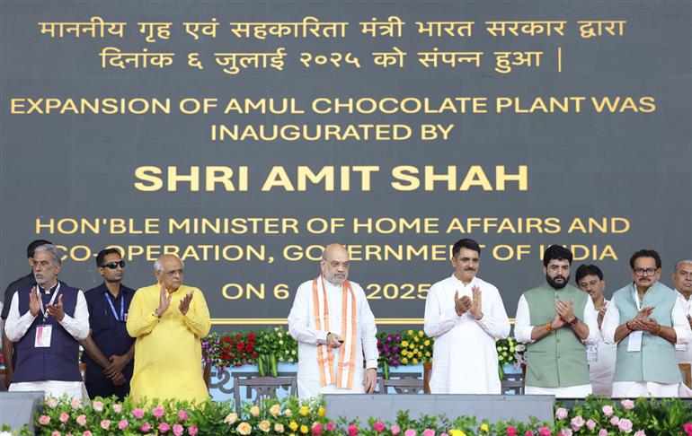 The Union Minister for Home Affairs and Cooperation, Shri Amit Shah inaugurates various initiatives of Amul and NDDB at program on 4 years of Ministry of Cooperation in Anand, Gujarat on July 06, 2025.