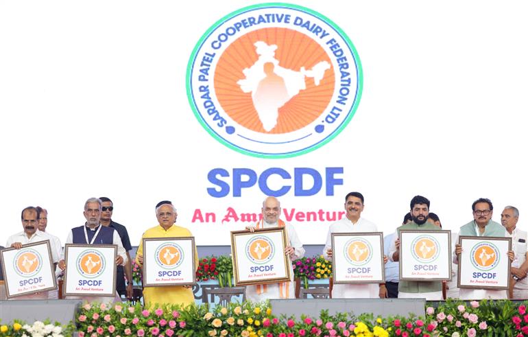 The Union Minister for Home Affairs and Cooperation, Shri Amit Shah at the inauguration of various initiatives of Amul and NDDB at program on 4 years of Ministry of Cooperation in Anand, Gujarat on July 06, 2025.