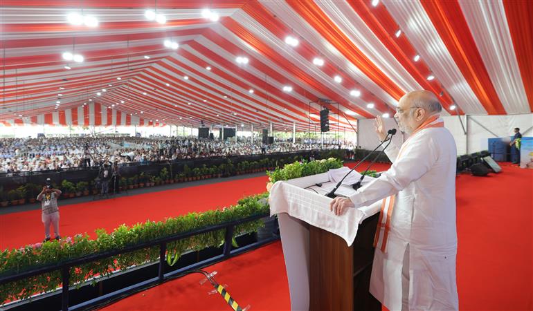 The Union Minister for Home Affairs and Cooperation, Shri Amit Shah addresses the program to mark the completion of 4 years of Ministry of Cooperation in Anand, Gujarat on July 06, 2025.