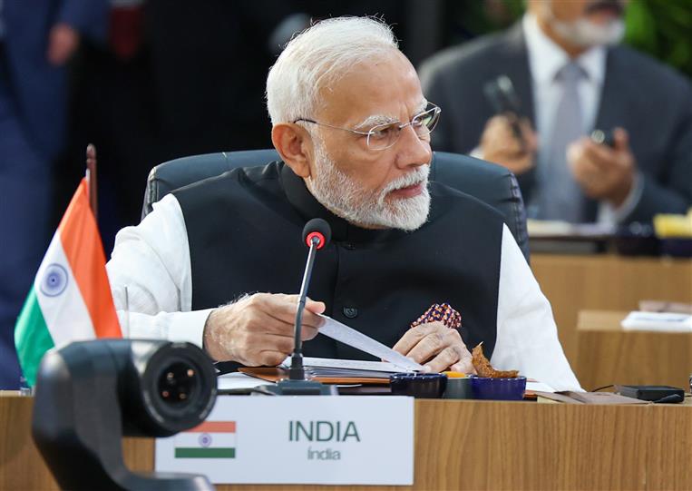PM addressing the session on ‘Peace and Security and Reform of Global Governance’ on the sidelines of 17th BRICS Summit at Rio De Janeiro, in Brazil on July 06, 2025.