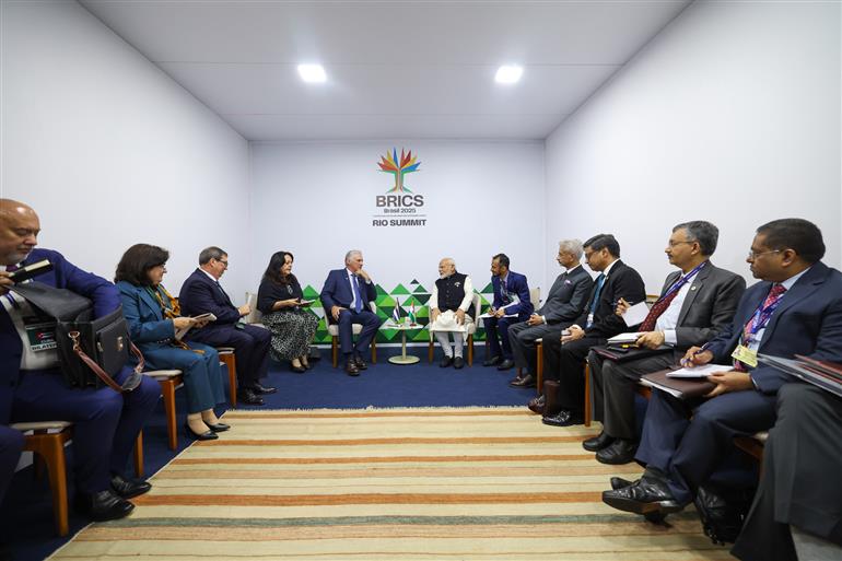 PM holds a bilateral meeting with the President of the Republic of Cuba, Mr. Miguel Díaz-Canel on the sidelines of 17th BRICS Summit at Rio De Janeiro, in Brazil on July 06, 2025.:Prime Minister's Office PM holds a bilateral meeting with the President of the Republic of Cuba, Mr. Miguel Díaz-Canel on the sidelines of 17th BRICS Summit at Rio De Janeiro, in Brazil on July 06, 2025.:Prime Minister