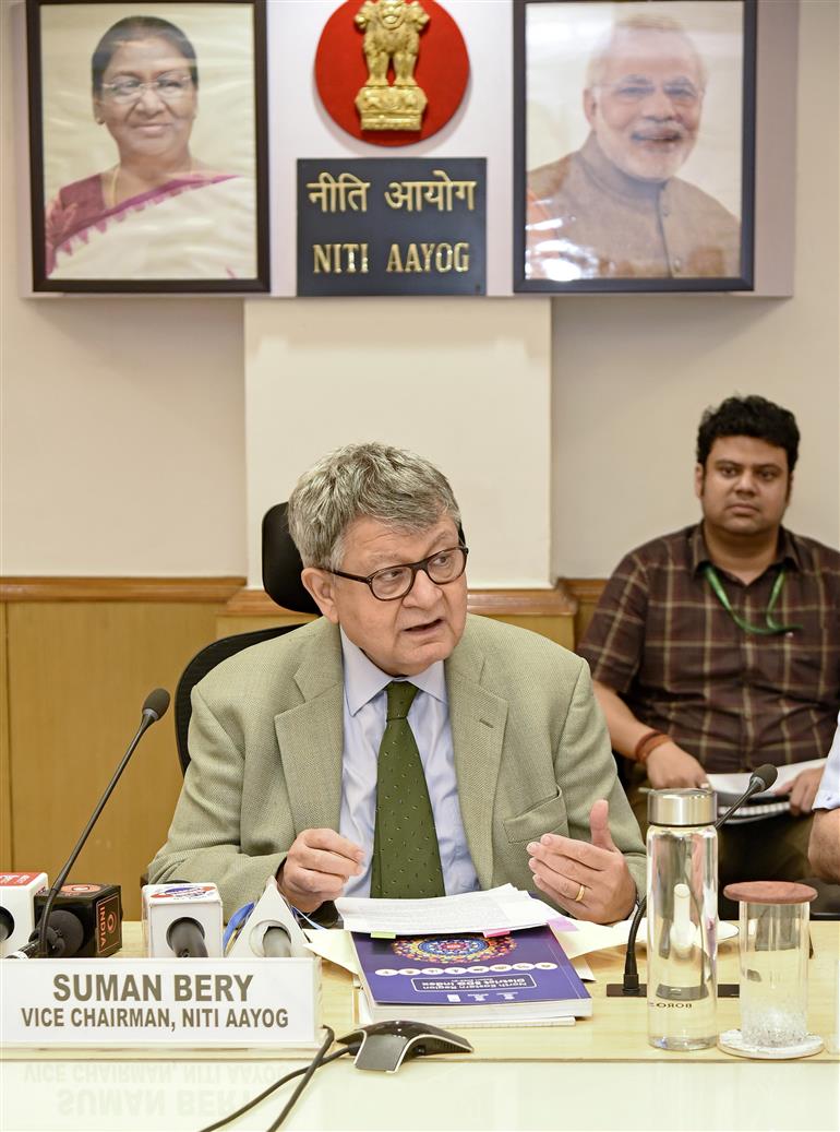 The Vice Chairman, NITI Aayog, Shri Suman Bery addressing at the release of Report on “North Eastern Region District SDG Index - 2023-24” at NITI Aayog, in New Delhi on July 07, 2025.