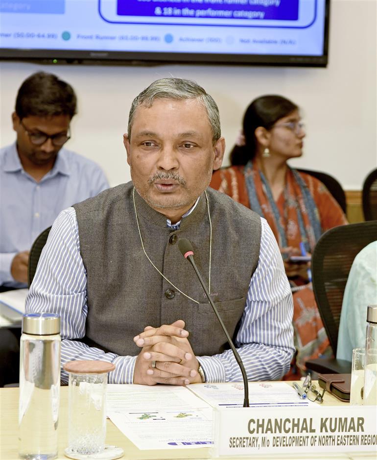 The Secretary, Ministry of Development of North-East Region, Shri Chanchal Kumar addressing at the release of Report on “North Eastern Region District SDG Index - 2023-24” at NITI Aayog, in New Delhi on July 07, 2025.