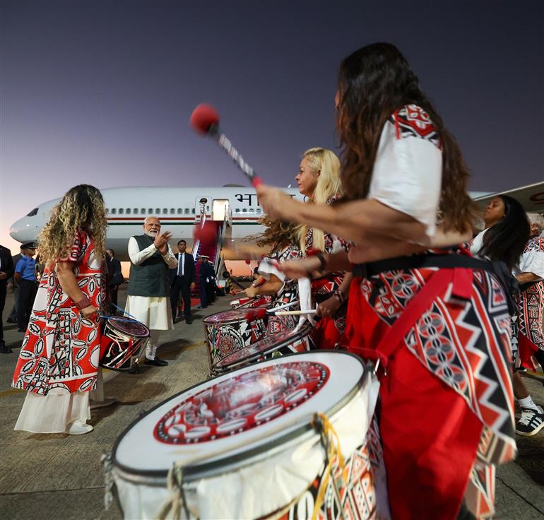 PM arrives at Brasilia airport during his State Visit after attending the 17th BRICS Summit held in Rio De Janeiro at Brasília, in Brazil on July 07, 2025.