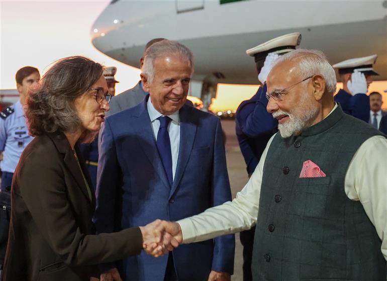 PM arrives at Brasilia airport during his State Visit after attending the 17th BRICS Summit held in Rio De Janeiro at Brasília, in Brazil on July 07, 2025.