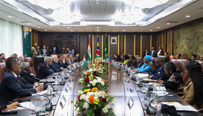 PM attends delegation level talks between India and Namibia at Windhoek, in Namibia on July 09, 2025.:Prime Minister's Office PM attends delegation level talks between India and Namibia at Windhoek, in Namibia on July 09, 2025.:Prime Minister