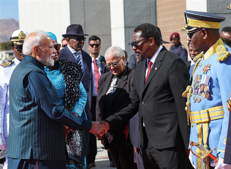 PM receives ceremonial welcome and guard of honour at State House in Windhoek, Namibia on July 09, 2025.:Prime Minister's Office PM receives ceremonial welcome and guard of honour at State House in Windhoek, Namibia on July 09, 2025.:Prime Minister