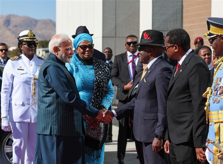 PM receives ceremonial welcome and guard of honour at State House in Windhoek, Namibia on July 09, 2025.:Prime Minister's Office PM receives ceremonial welcome and guard of honour at State House in Windhoek, Namibia on July 09, 2025.:Prime Minister