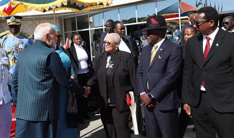 PM receives ceremonial welcome and guard of honour at State House in Windhoek, Namibia on July 09, 2025.:Prime Minister's Office PM receives ceremonial welcome and guard of honour at State House in Windhoek, Namibia on July 09, 2025.:Prime Minister