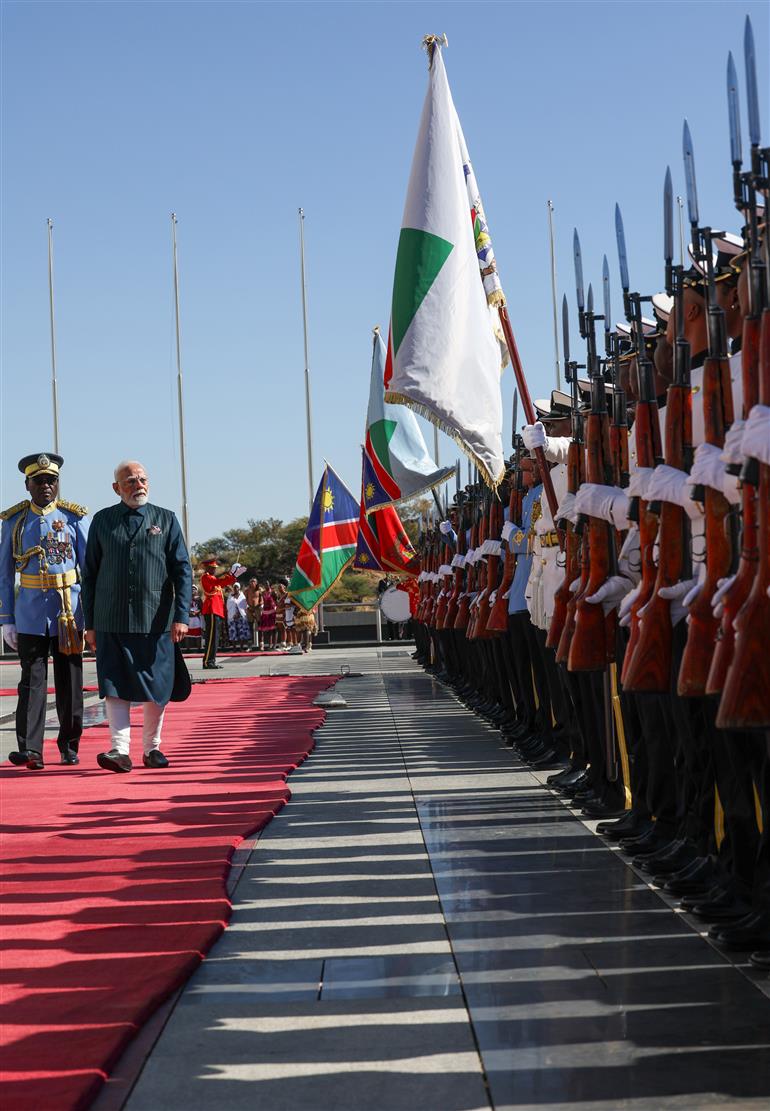 PM receives ceremonial welcome and guard of honour at State House in Windhoek, Namibia on July 09, 2025.:Prime Minister's Office PM receives ceremonial welcome and guard of honour at State House in Windhoek, Namibia on July 09, 2025.:Prime Minister
