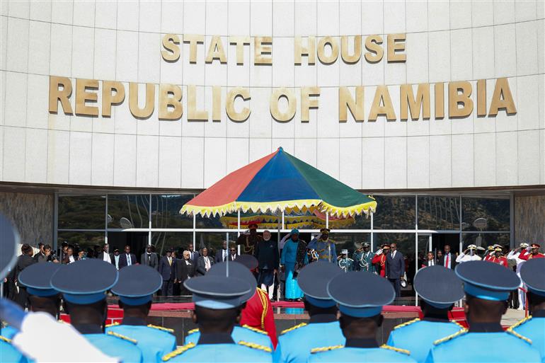PM receives ceremonial welcome and guard of honour at State House in Windhoek, Namibia on July 09, 2025.:Prime Minister's Office PM receives ceremonial welcome and guard of honour at State House in Windhoek, Namibia on July 09, 2025.:Prime Minister