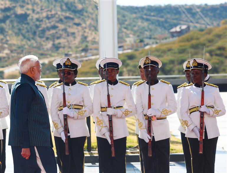 PM receives ceremonial welcome and guard of honour at State House in Windhoek, Namibia on July 09, 2025.:Prime Minister's Office PM receives ceremonial welcome and guard of honour at State House in Windhoek, Namibia on July 09, 2025.:Prime Minister