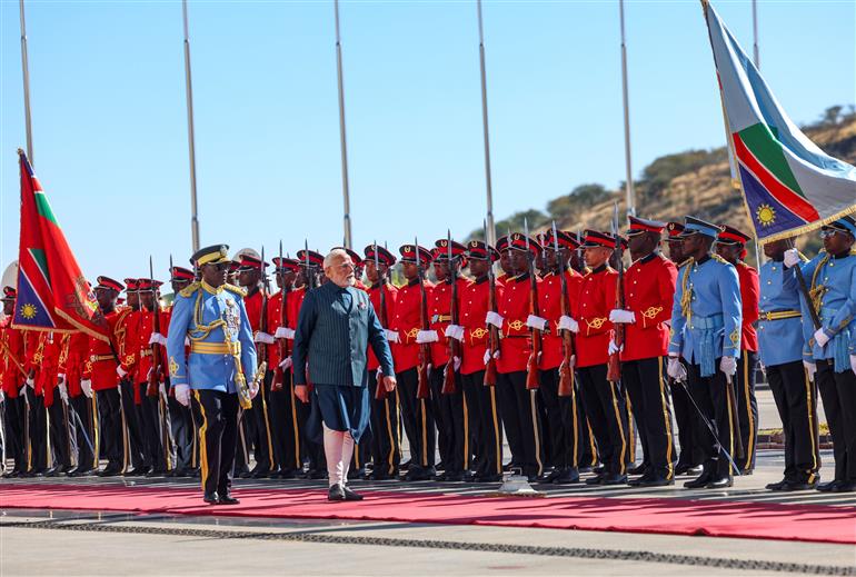 PM receives ceremonial welcome and guard of honour at State House in Windhoek, Namibia on July 09, 2025.:Prime Minister's Office PM receives ceremonial welcome and guard of honour at State House in Windhoek, Namibia on July 09, 2025.:Prime Minister