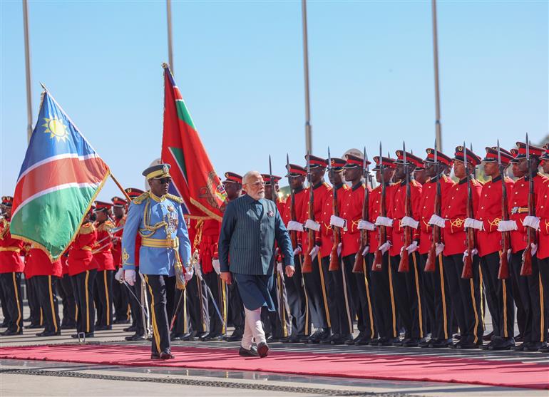 PM receives ceremonial welcome and guard of honour at State House in Windhoek, Namibia on July 09, 2025.:Prime Minister's Office PM receives ceremonial welcome and guard of honour at State House in Windhoek, Namibia on July 09, 2025.:Prime Minister