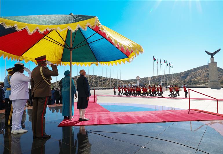 PM receives ceremonial welcome and guard of honour at State House in Windhoek, Namibia on July 09, 2025.:Prime Minister's Office PM receives ceremonial welcome and guard of honour at State House in Windhoek, Namibia on July 09, 2025.:Prime Minister