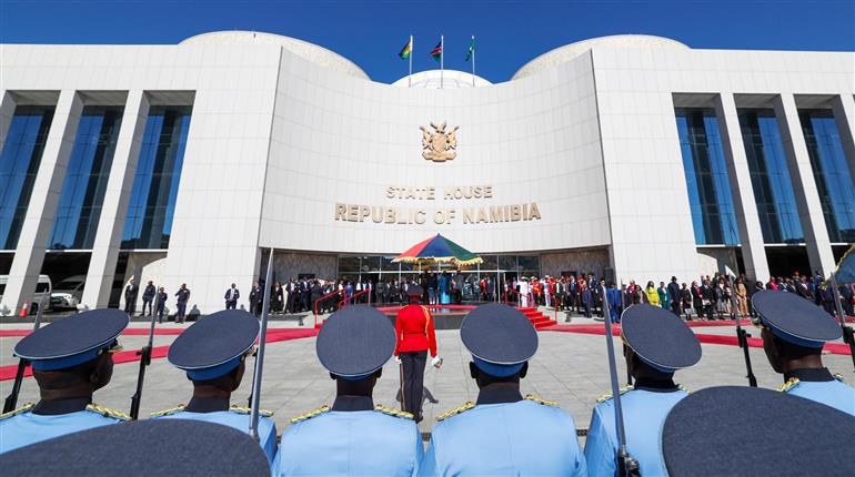 PM receives ceremonial welcome and guard of honour at State House in Windhoek, Namibia on July 09, 2025.:Prime Minister's Office PM receives ceremonial welcome and guard of honour at State House in Windhoek, Namibia on July 09, 2025.:Prime Minister