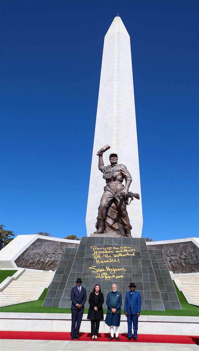 PM laying wreath at the national war memorial ‘Heroes’ Acre’ in Windhoek, Namibia on July 09, 2025.:Prime Minister's Office PM laying wreath at the national war memorial ‘Heroes’ Acre’ in Windhoek, Namibia on July 09, 2025.:Prime Minister