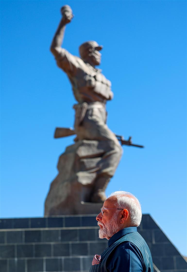 PM laying wreath at the national war memorial ‘Heroes’ Acre’ in Windhoek, Namibia on July 09, 2025.:Prime Minister's Office PM laying wreath at the national war memorial ‘Heroes’ Acre’ in Windhoek, Namibia on July 09, 2025.:Prime Minister