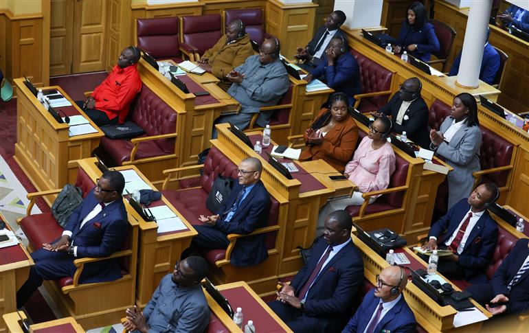 Gathering at the Joint Session of the Parliament of the Republic of Namibia at Windhoek, in Namibia on July 09, 2025. PM addressing the Session.:Prime Minister's Office Gathering at the Joint Session of the Parliament of the Republic of Namibia at Windhoek, in Namibia on July 09, 2025. PM addressing the Session.:Prime Minister