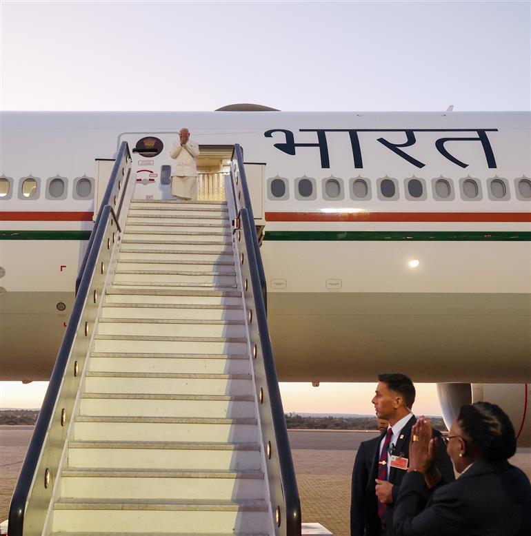PM emplanes from Namibia to Delhi after completing his successful and productive five-nation visit on July 09, 2025.