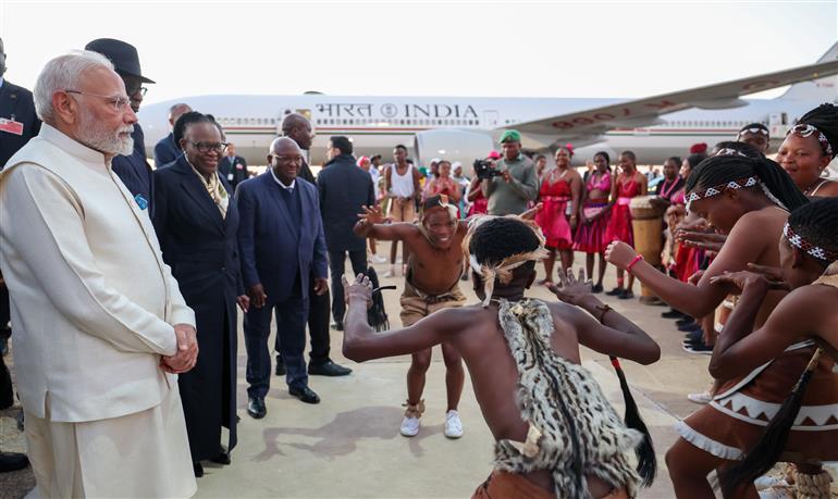 PM emplanes from Namibia to Delhi after completing his successful and productive five-nation visit on July 09, 2025.