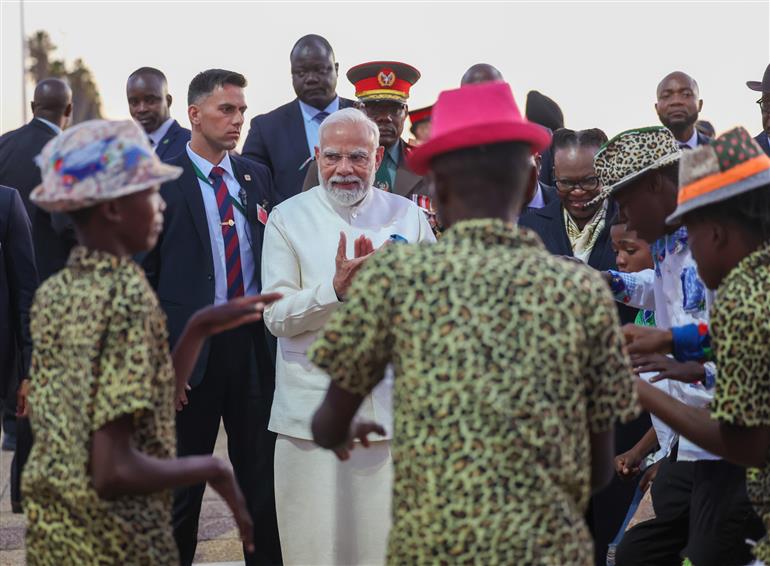 PM emplanes from Namibia to Delhi after completing his successful and productive five-nation visit on July 09, 2025.