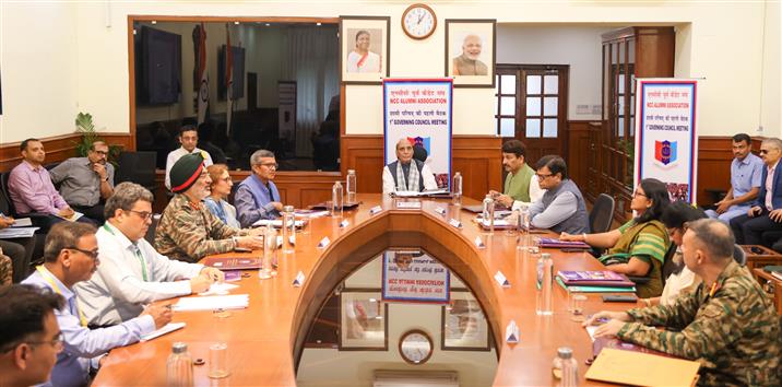 The Union Minister for Defence, Shri Rajnath Singh chairs the first Governing Council Meeting of National Cadet Corps Alumni Association (NCCAA), in New Delhi on July 11, 2025.