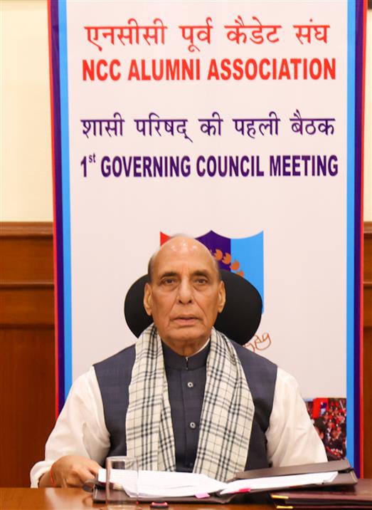 The Union Minister for Defence, Shri Rajnath Singh chairs the first Governing Council Meeting of National Cadet Corps Alumni Association (NCCAA), in New Delhi on July 11, 2025.