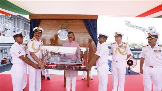 The Minister of State for Defence, Shri Sanjay Seth graces commissioning ceremony of INS Nistar at Visakhapatnam, in Andhra Pradesh on July 18, 2025. 