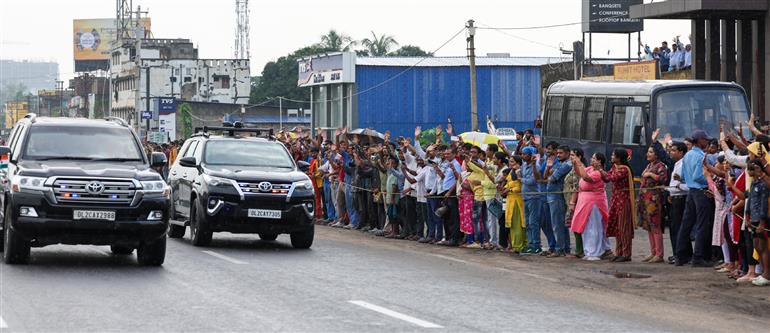 PM receives warm welcome by people on his arrival at Durgapur, in West Bengal on July 18, 2025.