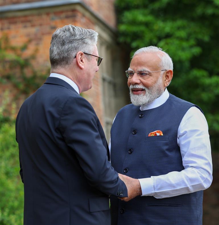 PM meeting with the Prime Minister of the United Kingdom, Mr. Keir Starmer at London, in England on July 24, 2025.:Prime Minister's Office PM meeting with the Prime Minister of the United Kingdom, Mr. Keir Starmer at London, in England on July 24, 2025.:Prime Minister