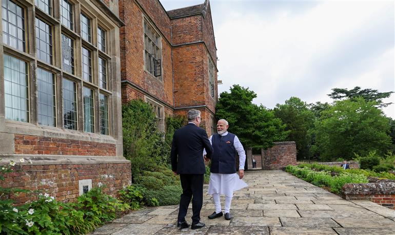 PM meeting with the Prime Minister of the United Kingdom, Mr. Keir Starmer at London, in England on July 24, 2025.:Prime Minister's Office PM meeting with the Prime Minister of the United Kingdom, Mr. Keir Starmer at London, in England on July 24, 2025.:Prime Minister