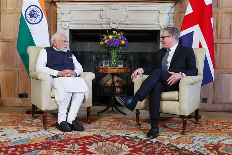 PM meeting with the Prime Minister of the United Kingdom, Mr. Keir Starmer at London, in England on July 24, 2025.:Prime Minister's Office PM meeting with the Prime Minister of the United Kingdom, Mr. Keir Starmer at London, in England on July 24, 2025.:Prime Minister