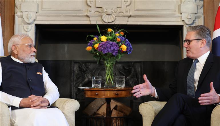 PM meeting with the Prime Minister of the United Kingdom, Mr. Keir Starmer at London, in England on July 24, 2025.:Prime Minister's Office PM meeting with the Prime Minister of the United Kingdom, Mr. Keir Starmer at London, in England on July 24, 2025.:Prime Minister