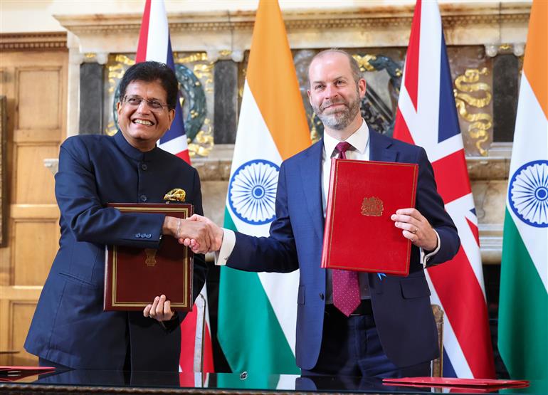 The Union Minister for Commerce and Industry, Shri Piyush Goyal and the Secretary of State for Business and Trade, Mr. Jonathan Reynolds at the Signing Ceremony of the Comprehensive Economic and Trade Agreement (CETA) at London, in England on July 24, 2025.:Prime Minister's Office The Union Minister for Commerce and Industry, Shri Piyush Goyal and the Secretary of State for Business and Trade, Mr. Jonathan Reynolds at the Signing Ceremony of the Comprehensive Economic and Trade Agreement (CETA) at London, in England on July 24, 2025.:Prime Minister
