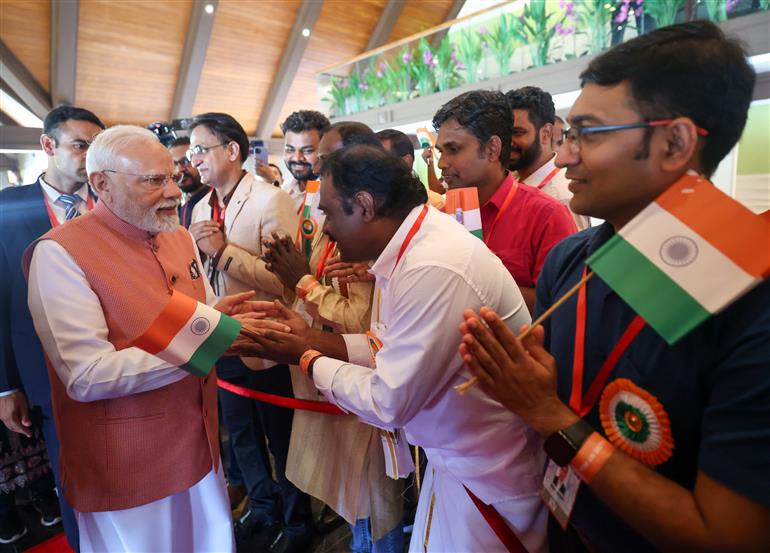PM being welcomed by Indian Diaspora at Kurumba Resort, in Maldives on July 25, 2025.