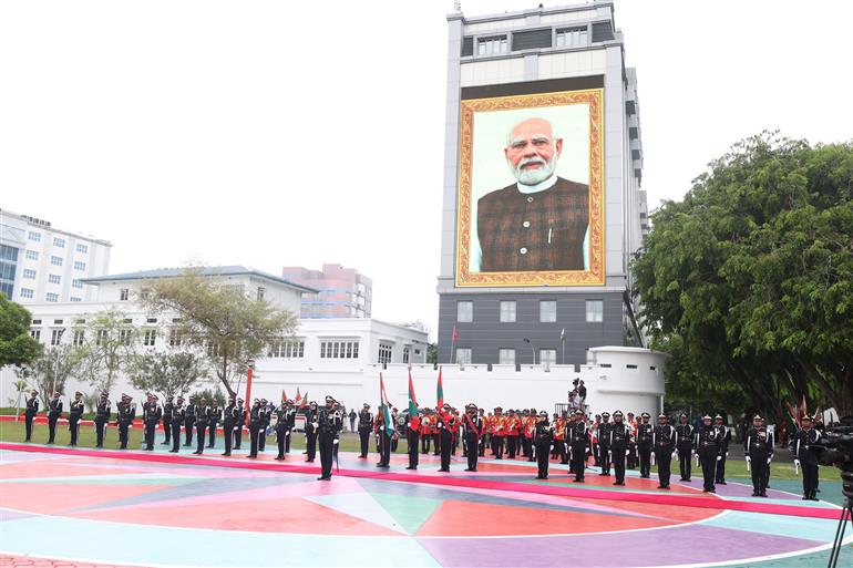 PM receives ceremonial welcome and guard of honour at Malé, in Maldives on July 25, 2025.:Prime Minister's Office PM receives ceremonial welcome and guard of honour at Malé, in Maldives on July 25, 2025.:Prime Minister