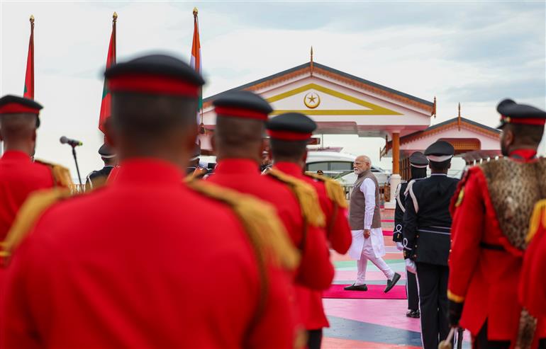 PM receives ceremonial welcome and guard of honour at Malé, in Maldives on July 25, 2025.