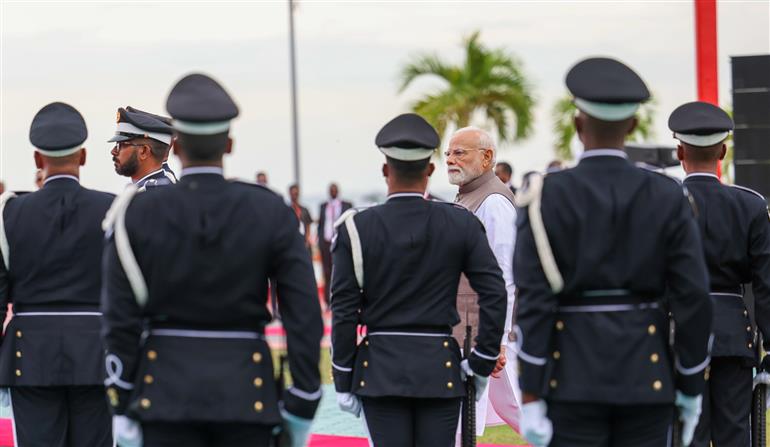 PM receives ceremonial welcome and guard of honour at Malé, in Maldives on July 25, 2025.