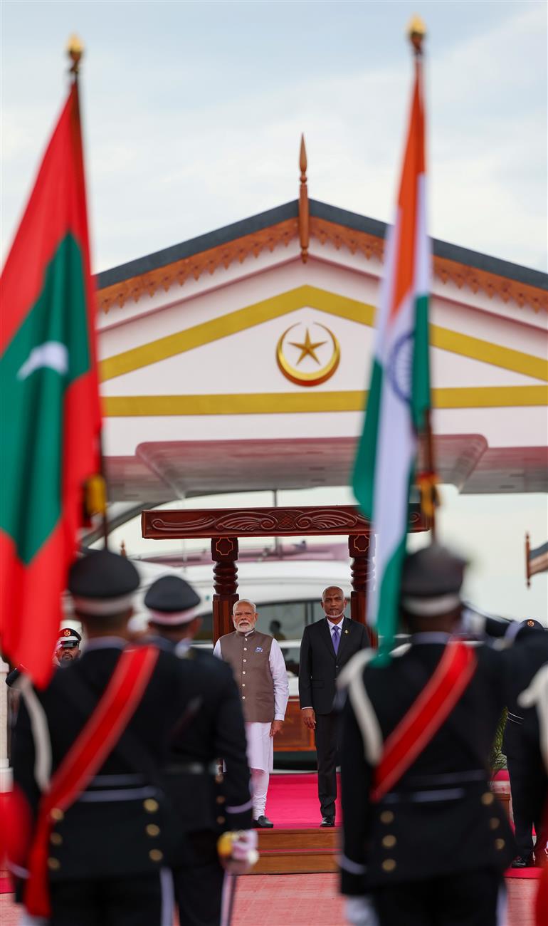 PM receives ceremonial welcome and guard of honour at Malé, in Maldives on July 25, 2025.