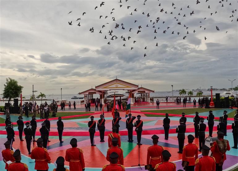 PM receives ceremonial welcome and guard of honour at Malé, in Maldives on July 25, 2025.