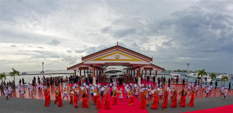 PM receives ceremonial welcome and guard of honour at Malé, in Maldives on July 25, 2025.