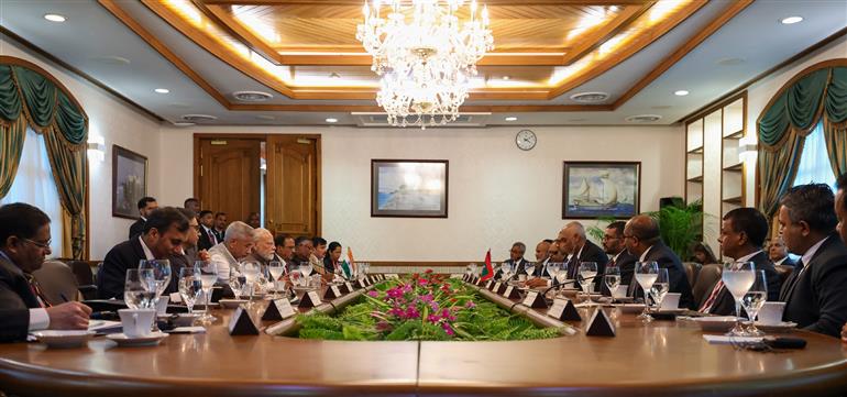 PM attends delegation level talks between India and Maldives at Malé, in Maldives on July 25, 2025.:Prime Minister's Office PM attends delegation level talks between India and Maldives at Malé, in Maldives on July 25, 2025.:Prime Minister
