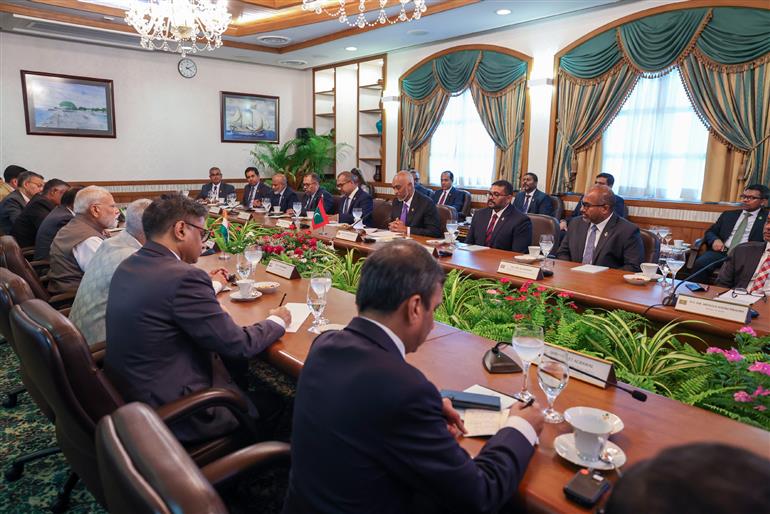 PM attends delegation level talks between India and Maldives at Malé, in Maldives on July 25, 2025.:Prime Minister's Office PM attends delegation level talks between India and Maldives at Malé, in Maldives on July 25, 2025.:Prime Minister