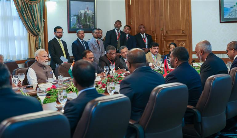 PM attends delegation level talks between India and Maldives at Malé, in Maldives on July 25, 2025.:Prime Minister's Office PM attends delegation level talks between India and Maldives at Malé, in Maldives on July 25, 2025.:Prime Minister