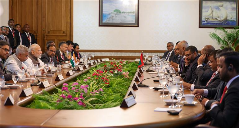 PM attends delegation level talks between India and Maldives at Malé, in Maldives on July 25, 2025.:Prime Minister's Office PM attends delegation level talks between India and Maldives at Malé, in Maldives on July 25, 2025.:Prime Minister