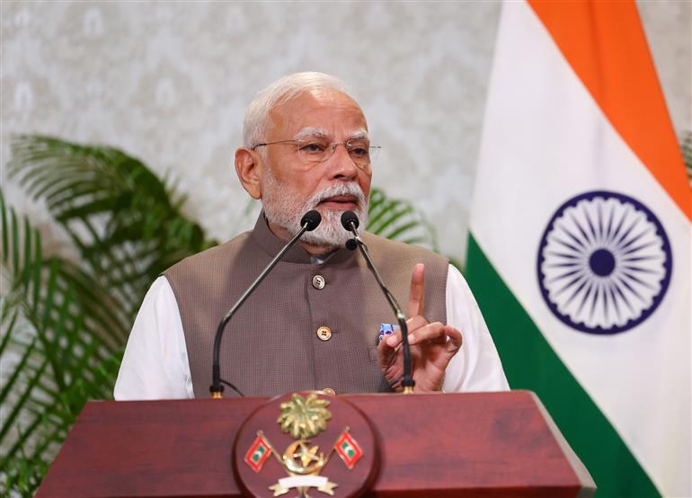 PM addressing at Press Statements in Malé, Maldives on July 25, 2025.:Prime Minister's Office PM addressing at Press Statements in Malé, Maldives on July 25, 2025.:Prime Minister